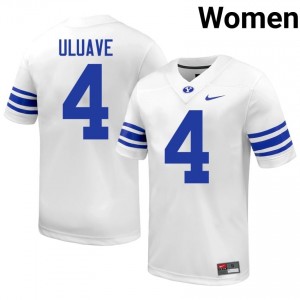 Cade Uluave #4 Cougars High School Women White Football Stitched Authentic Jersey 88050284