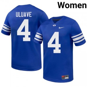 BYU Women Cade Uluave #4 Royal Football Player Premium Embroidered Jersey 49266569