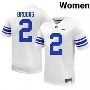 Chris Brooks #2 BYU College Women White Football Stitched Authentic Jersey 88521020
