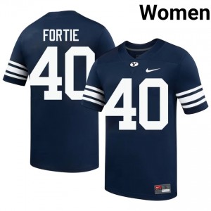 Official #40 Eldon Fortie Navy BYU Women Player Football Pro-Grade Embroidered Jersey 96506724