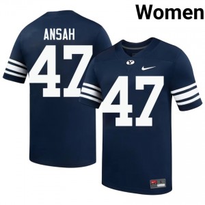 Official #47 Ezekiel Ansah Navy BYU Women College Football Pro-Grade Embroidered Jersey 41556471