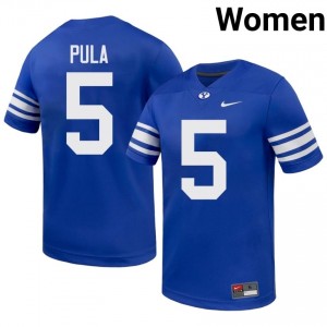 BYU Women Jaron Pula #5 Royal Football NCAA Premium Embroidered Jersey 52506310