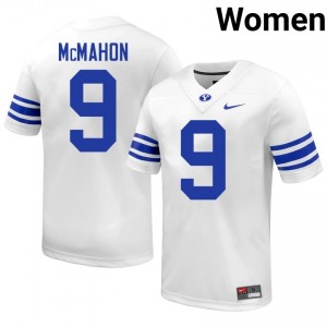 Jim McMahon #9 BYU High School Women White Football Stitched Authentic Jersey 87196422