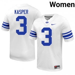 Kyler Kasper #3 BYU College Women White Football Stitched Authentic Jersey 37098837