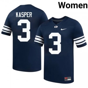 Official #3 Kyler Kasper Navy BYU Cougars Women NCAA Football Pro-Grade Embroidered Jersey 77721956