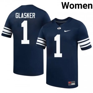 Official #1 Legend Glasker Navy BYU Women Player Football Pro-Grade Embroidered Jersey 89138366