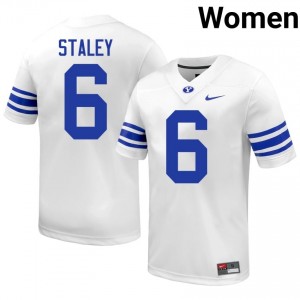 Luke Staley #6 Cougars Player Women White Football Stitched Authentic Jersey 41672841