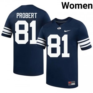 Official #81 Marion Probert Navy BYU Women NCAA Football Pro-Grade Embroidered Jersey 50619977