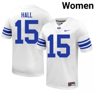 Max Hall #15 BYU NCAA Women White Football Stitched Authentic Jersey 75210530