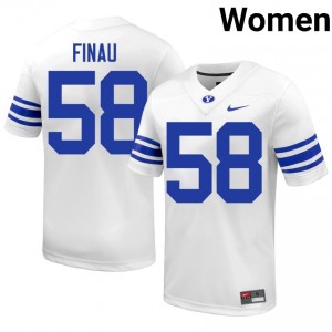 Paki Finau #58 BYU Cougars Player Women White Football Stitched Authentic Jersey 93217749