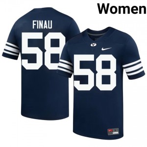 Official #58 Paki Finau Navy BYU Women High School Football Pro-Grade Embroidered Jersey 54365194