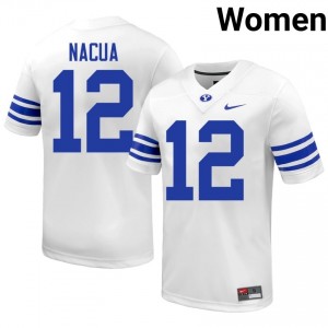 Puka Nacua #12 BYU College Women White Football Stitched Authentic Jersey 51660697