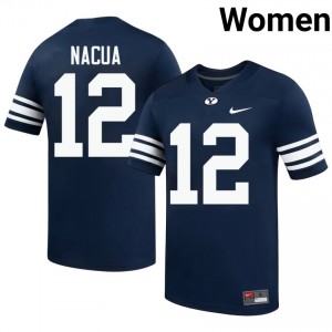 Official #12 Puka Nacua Navy Cougars Women NCAA Football Pro-Grade Embroidered Jersey 53412164