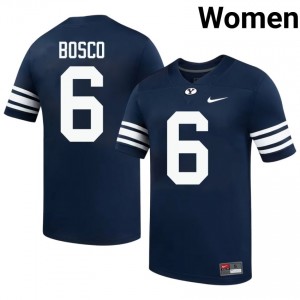 Official #6 Robbie Bosco Navy BYU Women College Football Pro-Grade Embroidered Jersey 93505089
