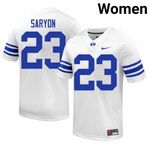 Terrance Saryon #23 Cougars NCAA Women White Football Stitched Authentic Jersey 92798793