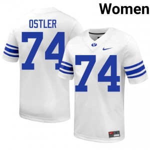 Trevin Ostler #74 BYU Cougars High School Women White Football Stitched Authentic Jersey 34800789