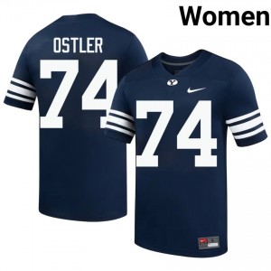 Official #74 Trevin Ostler Navy BYU Women College Football Pro-Grade Embroidered Jersey 37848646
