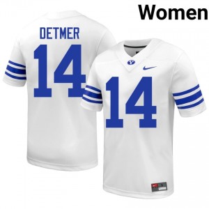 Ty Detmer #14 Cougars Player Women White Football Stitched Authentic Jersey 36288238