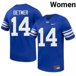BYU Women Ty Detmer #14 Royal Football NCAA Premium Embroidered Jersey 35559494