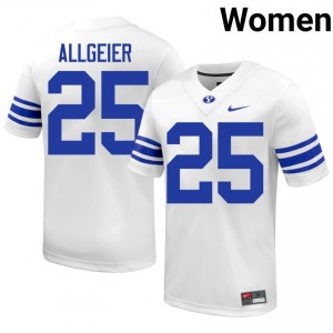 Tyler Allgeier #25 BYU High School Women White Football Stitched Authentic Jersey 74832228