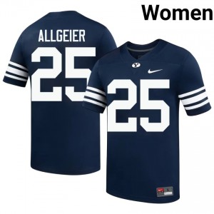 Official #25 Tyler Allgeier Navy Cougars Women College Football Pro-Grade Embroidered Jersey 77130997