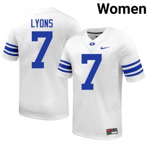 Walker Lyons #7 BYU Cougars College Women White Football Stitched Authentic Jersey 97375555