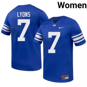BYU Women Walker Lyons #7 Royal Football High School Premium Embroidered Jersey 14441079