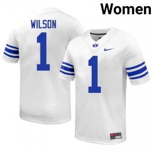 Zach Wilson #1 BYU NCAA Women White Football Stitched Authentic Jersey 64388664