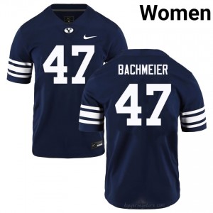 Bear Bachmeier #47 BYU High School Women Navy Football Stitched Authentic Jersey 55836305