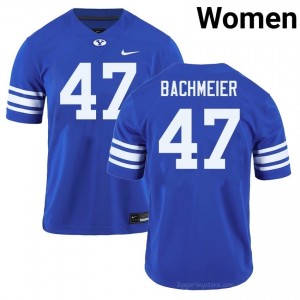 Official #47 Bear Bachmeier Royal Cougars Women College Football Pro-Grade Embroidered Jersey 74444529