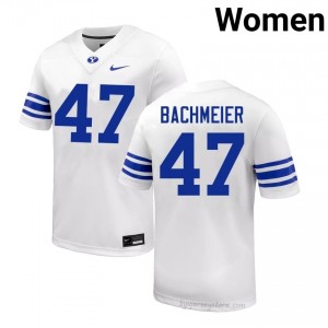 BYU Cougars Women Bear Bachmeier #47 White Football Player Premium Embroidered Jersey 86823563