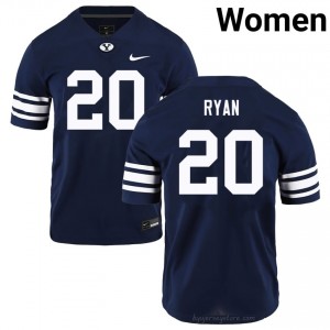 Carsen Ryan #20 BYU Player Women Navy Football Stitched Authentic Jersey 12405096