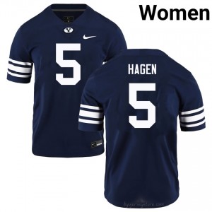 Cody Hagen #5 BYU College Women Navy Football Stitched Authentic Jersey 93932809