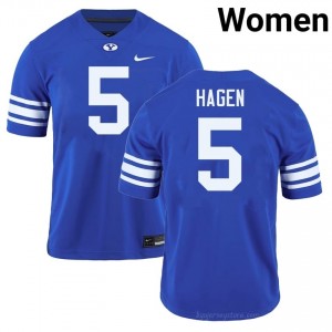 Official #5 Cody Hagen Royal Cougars Women NCAA Football Pro-Grade Embroidered Jersey 13572077