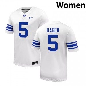 BYU Cougars Women Cody Hagen #5 White Football High School Premium Embroidered Jersey 38669757