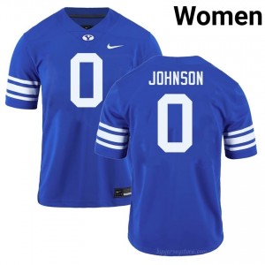 Official #0 Evan Johnson Royal Cougars Women College Football Pro-Grade Embroidered Jersey 31680152