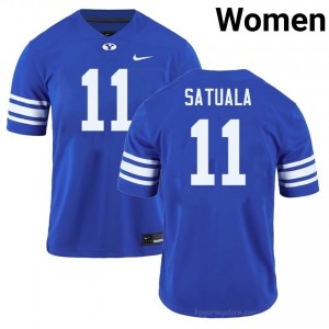 Official #11 Faletau Satuala Royal Cougars Women NCAA Football Pro-Grade Embroidered Jersey 40710255