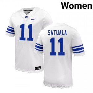 BYU Cougars Women Faletau Satuala #11 White Football High School Premium Embroidered Jersey 54857403