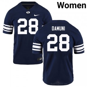 Jovesa Damuni #28 BYU NCAA Women Navy Football Stitched Authentic Jersey 37769269