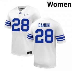 BYU Cougars Women Jovesa Damuni #28 White Football College Premium Embroidered Jersey 26934566