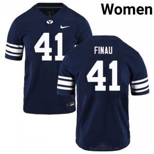 Lucky Finau #41 BYU College Women Navy Football Stitched Authentic Jersey 37187559