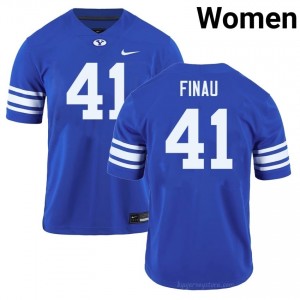 Official #41 Lucky Finau Royal Cougars Women NCAA Football Pro-Grade Embroidered Jersey 51173900