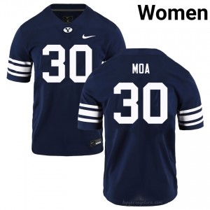 Sione Moa #30 BYU High School Women Navy Football Stitched Authentic Jersey 37356775