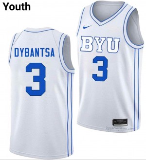 BYU Cougars Youth A.J. Dybantsa #3 White Basketball Player Premium Embroidered Jersey 71620186