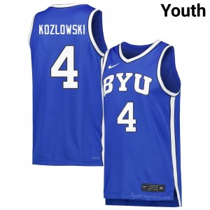 Official #4 Brody Kozlowski Royal Cougars Youth Player Basketball Pro-Grade Embroidered Jersey 55844754