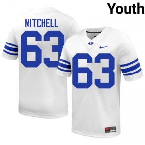 Bruce Mitchell #63 BYU NCAA Youth White Football Stitched Authentic Jersey 64687179