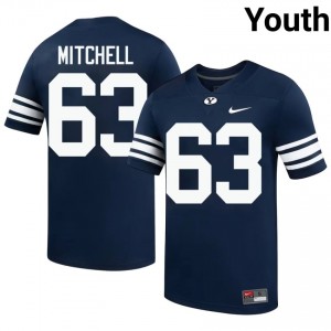 Official #63 Bruce Mitchell Navy Cougars Youth Player Football Pro-Grade Embroidered Jersey 12494309