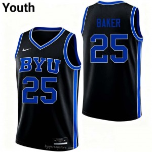 Dawson Baker #25 BYU College Youth Black Basketball Stitched Authentic Jersey 82853031