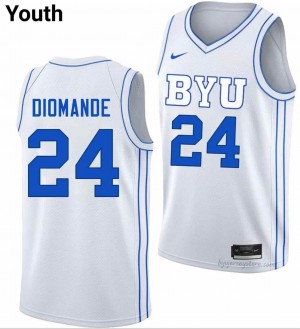 BYU Cougars Youth Dominique Diomande #24 White Basketball College Premium Embroidered Jersey 43918907