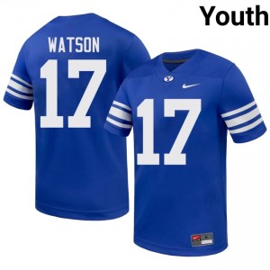 BYU Youth Enoch Watson #17 Royal Football College Premium Embroidered Jersey 12712966